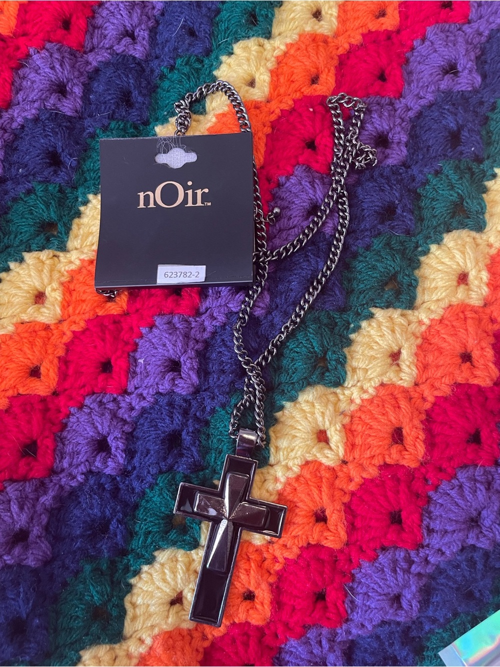 New nOir Jewelry Black Cross Pendant Necklace